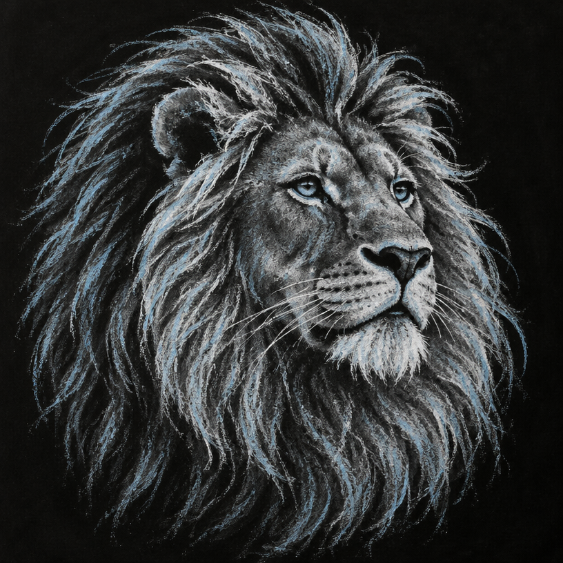Chalk drawing of a lion